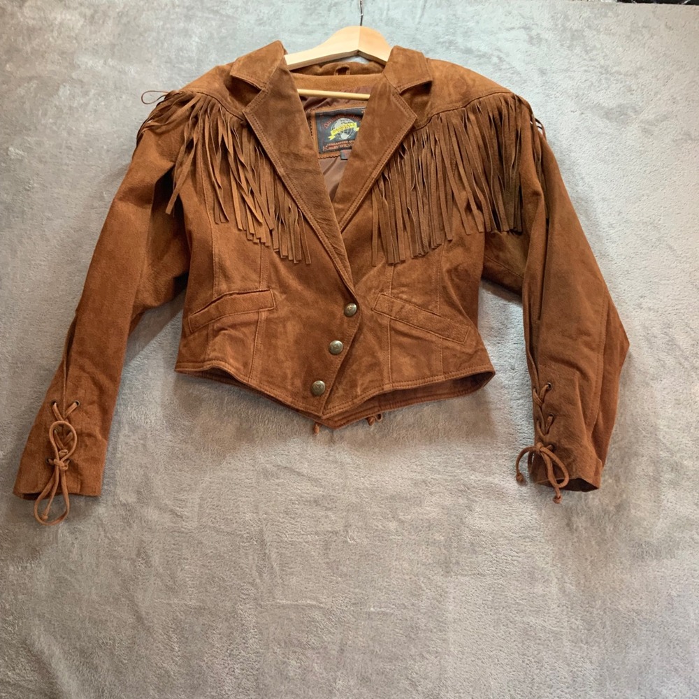 Vintage Adventure Bound Wilsons Leather Suede Fringe Western Jacket Womens M